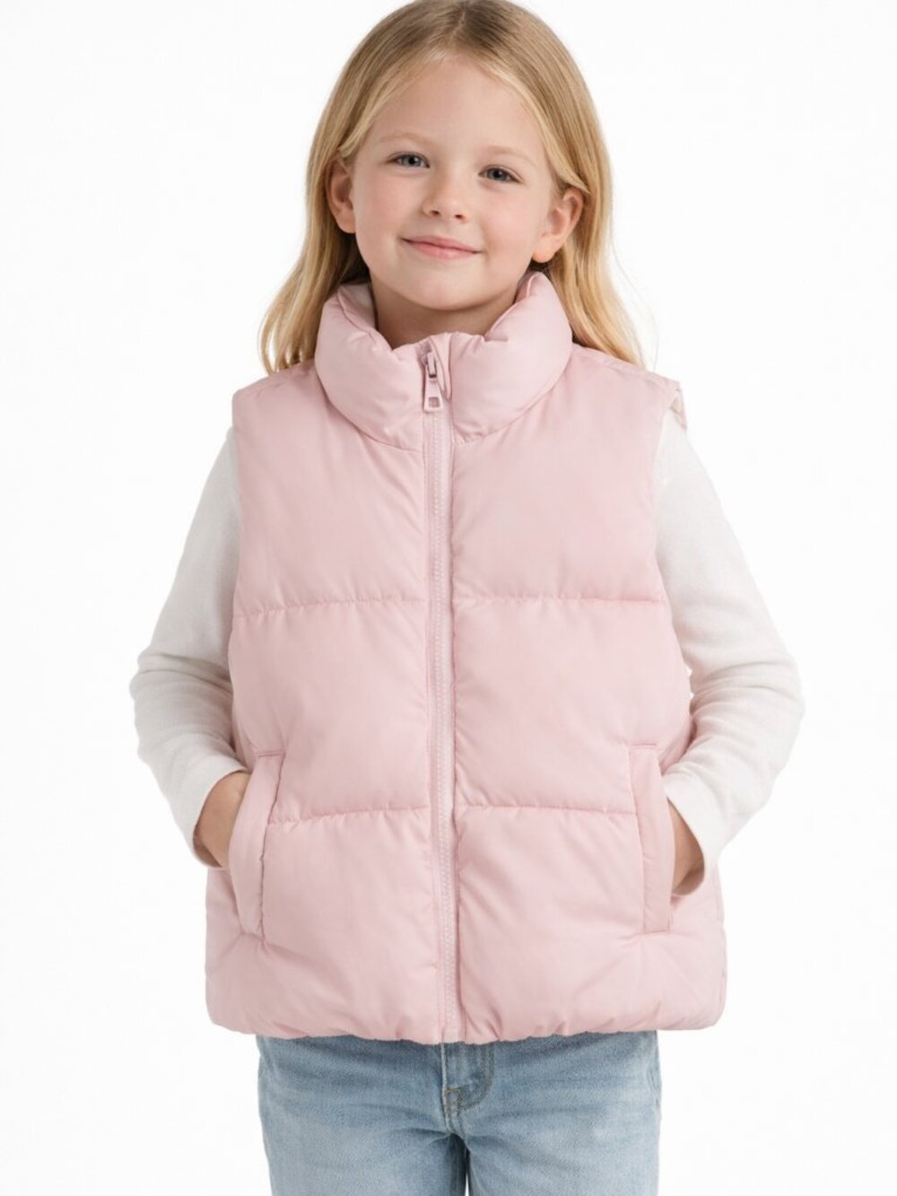 Olivia Kay Girls Quilted Puffer Vest Pink Lightweight Size Small (7)